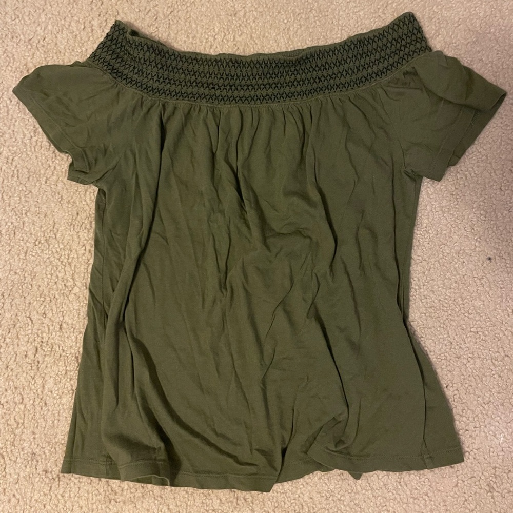 Army green off the shoulder top